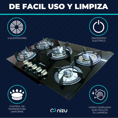 Parrilla 5 Quemadores Vidrio Shorbull