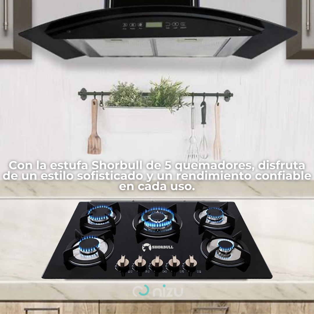 Parrilla 5 Quemadores Vidrio Shorbull